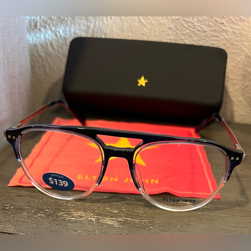 Elton John eyewear 55-19-145 Blue Fade Designer Fashion Glasses w/ case & cloth